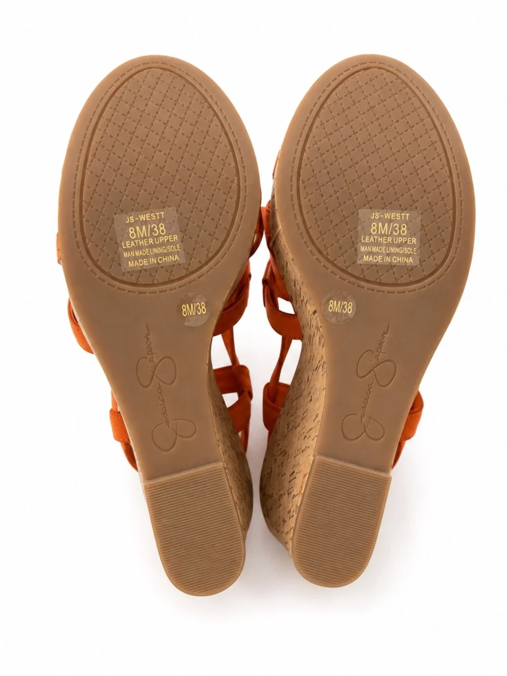 Jessica Simpson Orange Suede Crisscross Slingback Wedge Sandals